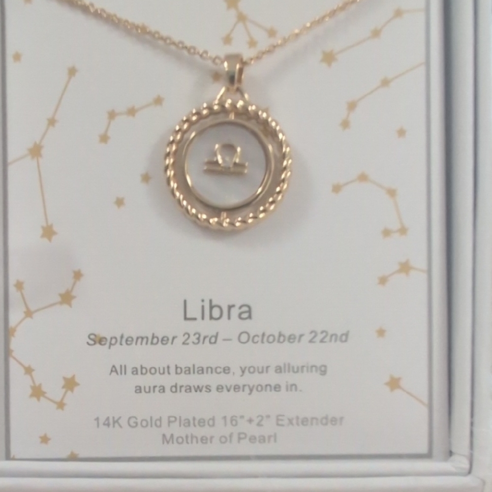 Elegant Gold Libra Zodiac Necklace